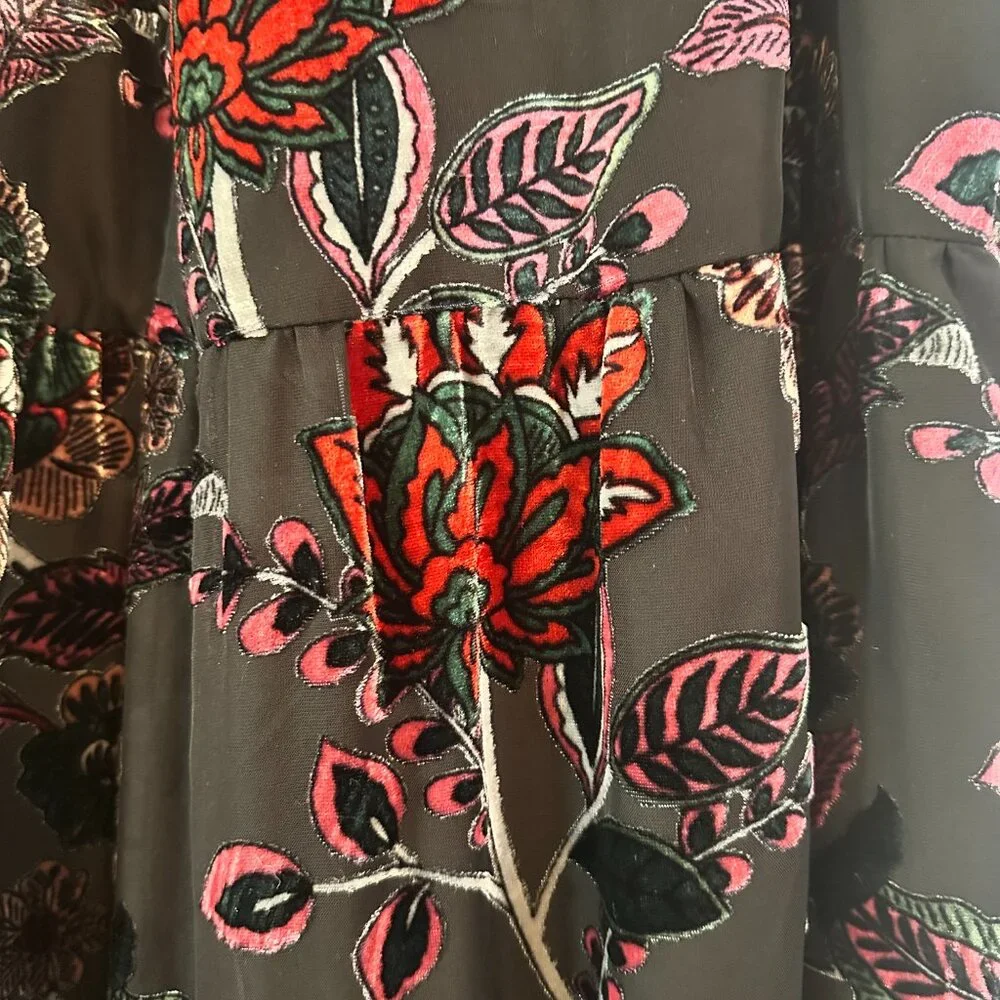 Anthropologie Red & Black Floral Velvet Wide Leg Jumpsuit Size 22, New with Tags - Picture 4 of 9
